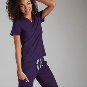 FIGS Limited Edition Dark Purple Kade Cargo Scrub Pants - Petite Medium